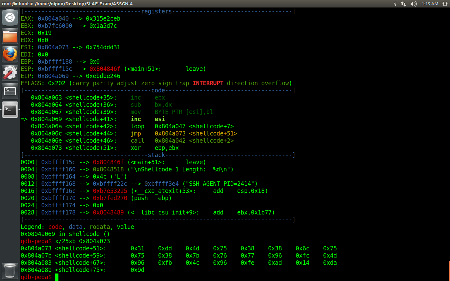Debugger view showing the final XOR decoding transformations